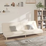 vidaXL Canapé-lit à 2 places crème tissu