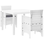 vidaXL Ensemble de Salle à Manger de Jardin 3 Pièces avec Coussins Blanc Poly Rattan