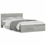 vidaXL Cadre de lit avec tête de lit et LED sonoma gris 135x190 cm