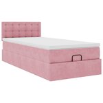 vidaXL Cadre de lit ottoman avec matelas rose 80x200 cm velours