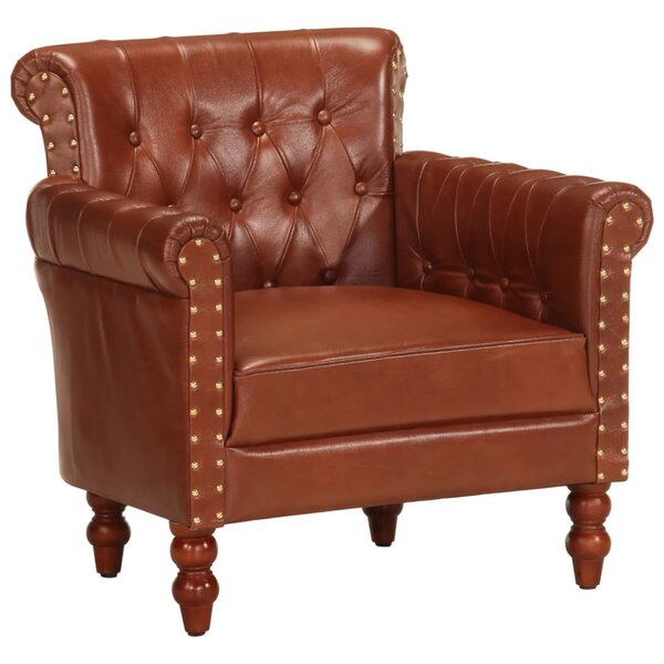vidaXL Fauteuil Marron Cuir de chèvre véritable