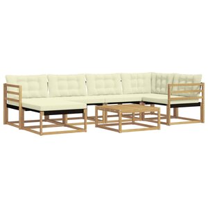 vidaXL Ensemble de canapés d'extérieur 7 pc Blanc et crème