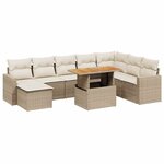 vidaXL Salon de jardin avec coussins 9 Pièces beige résine tressée