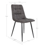 2 chaises de salle à manger en microfibre gris avec pieds noirs