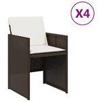 vidaXL Chaises de jardin avec coussins lot de 4 marron résine tressée