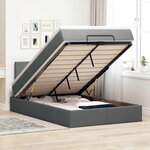 vidaXL Lit ottoman avec matelas et LED gris foncé 120x200 cm tissu