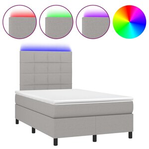 vidaXL Sommier à lattes de lit et matelas et LED Gris clair 120x200 cm