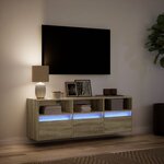 vidaXL Meuble TV mural avec lumières LED chêne sonoma 130x31x45 cm
