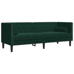 vidaXL Ensemble de canapé Chesterfield et traversins 2 Pièces vert foncé