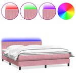vidaXL Sommier à lattes de lit avec matelas et LED rose 180x210 cm velours