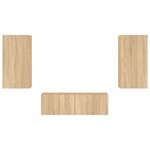 vidaXL Meuble TV muraux 3 Pièces avec lumières LED chêne sonoma