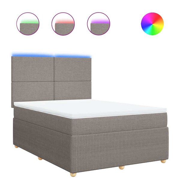 vidaXL Sommier à lattes de lit avec matelas Taupe 140x190 cm Tissu