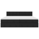 vidaXL Lit de rangement LED avec matelas Noir 200 x 200 cm Tissu
