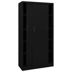 Armoire de bureau moderne avec porte coulissante 90 x 40 x 180 cm capacité de charge élevée en acier noir 02_0046820