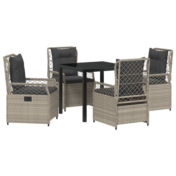 vidaXL Ensemble de repas de jardin 5 pièces gris clair poly rattan