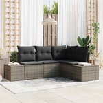 vidaXL Ensemble de canapé de jardin 4 Pièces Gris Poly rotin