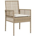 Ensemble de salle à manger de jardin 9 pièces avec coussins beige en poly rattan
