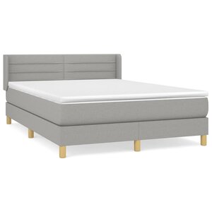 vidaXL Sommier à lattes de lit avec matelas Gris clair 140x190cm Tissu