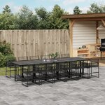 vidaXL Ensemble à manger de jardin 13 Pièces noir résine tressée