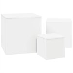 vidaXL Tables d'appoint 3 Pièces Blanc Bois d’ingénierie