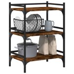 vidaXL Chariot de cuisine chêne fumé 50x35x75 5 cm bois d'ingénierie