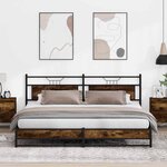 vidaXL Cadre de lit en métal sans matelas chêne fumé 193x201 cm