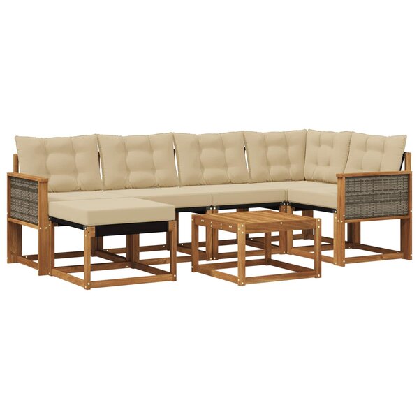vidaXL Ensemble de canapés d'extérieur 7 Pièces Naturel et Beige