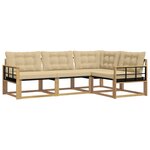 vidaXL Ensemble de canapés d'extérieur 4 Pièces Blanc et Beige