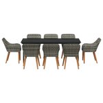 vidaXL Ensemble de salle à manger pour jardin 9 Pièces Gris polyrotin