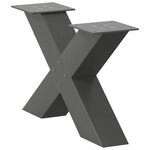 vidaXL Pieds de table basse en forme de X 2 pièces Anthracite 60 x (30-31) cm Acier