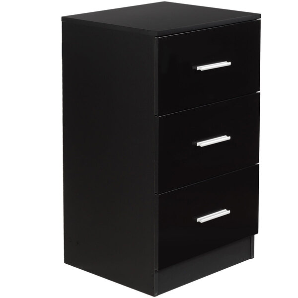 Caisson de bureau 37 1 x 34 2 x 66 5 cm avec 3 tiroirs ergonomiques style contemporain en bois noir 20_0019316
