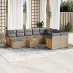 vidaXL Salon de jardin 11 Pièces avec coussins beige résine tressée