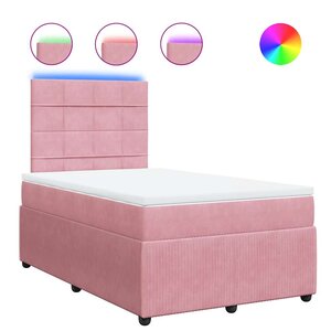 vidaXL Sommier à lattes de lit avec matelas Rose 120x200 cm Velours