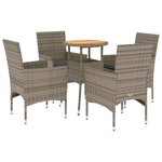 vidaXL Ensemble à manger de jardin et coussins 5 Pièces gris rotin acacia