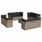 vidaXL Salon de jardin avec coussins 13 Pièces gris clair résine tressée