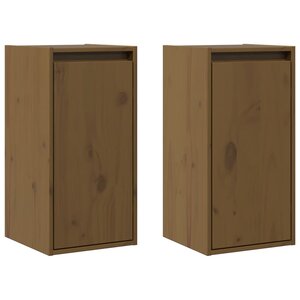 vidaXL Armoires murales 2Pièces Marron miel 30x30x60cm Bois de pin massif