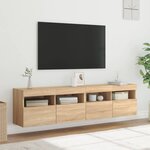 vidaXL Meubles TV muraux lumières LED 2 Pièces chêne sonoma 80x30x40 cm