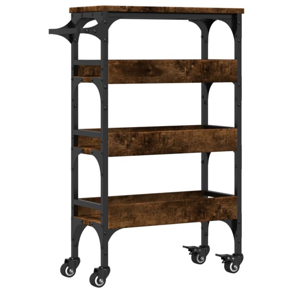 vidaXL Chariot de cuisine chêne fumé 53x20x76 cm bois d'ingénierie