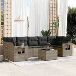 vidaXL Salon de jardin 8 Pièces avec coussins gris résine tressée