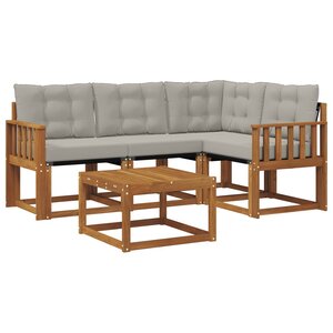 vidaXL Ensemble de canapés d'extérieur 5 pc Gris Naturel et Clair