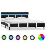 vidaXL Cadre de lit avec LED noir similicuir 120 x 200 cm