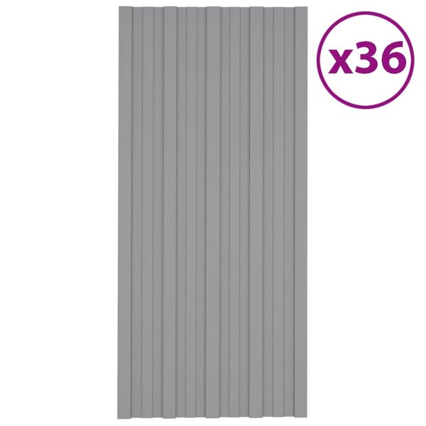 vidaXL Panneaux de toiture 36 Pièces Acier galvanisé Gris 100x45 cm