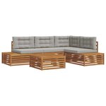 vidaXL Ensemble de canapés d'extérieur 5 Pièce Gris Naturel et Clair