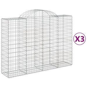 vidaXL Paniers à gabions arqués 3 Pièces 200x50x140/160 cm Fer galvanisé