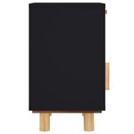 vidaXL Table de chevet Noir Bois de pin massif et rotin naturel