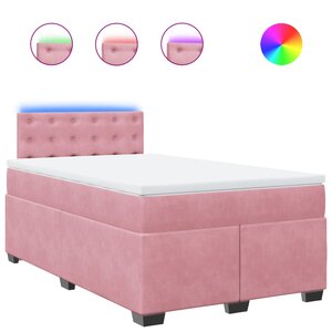 vidaXL Sommier à lattes de lit avec matelas Rose 120x200 cm Velours