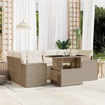 vidaXL Salon de jardin avec coussins 7 Pièces beige résine tressée