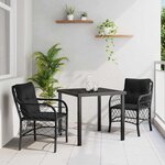 vidaXL Ensemble de salle à manger pour jardin 3 Pièces Noir Poly rotin