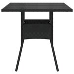 vidaXL Table de jardin dessus en verre noir 80x80x75 cm résine tressée