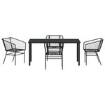 vidaXL Ensemble de salle à manger pour jardin 5 Pièces Noir polyrotin